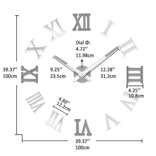 Vangold Pendule Murale 3D Géante au Design Moderne Horloge Murale pour La Chambre Cuisine Bureau Hôtel Cadeau