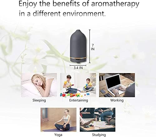 JESMAY Diffuseur d'arômes pour huiles essentielles - 120 ML - Diffuseur à ultrasons de qualité supérieure - en céramique - avec LED sans BPA - pour Chambre à Coucher, Bureau, Spa - Gris