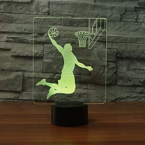 YTDZLTD Créatif 3D Basketball Nuit Lampe 16 Couleurs Changeantes Puissance USB Télécommande Contact Switch Lampe Décorative Illusion Optique LED Lampe de Table Anniversaire Noël Cadeau Enfants Jouets