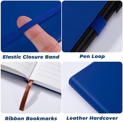Carnet de Notes Ligné A5 et A6 Petit Carnet de Notes cuir couverture rigide Pour Le Bureau, La Maison, l'École, Le Travail, l'Écriture et La Prise de Notes 400 Pages Au Total 2 Paquet Bleu Foncé