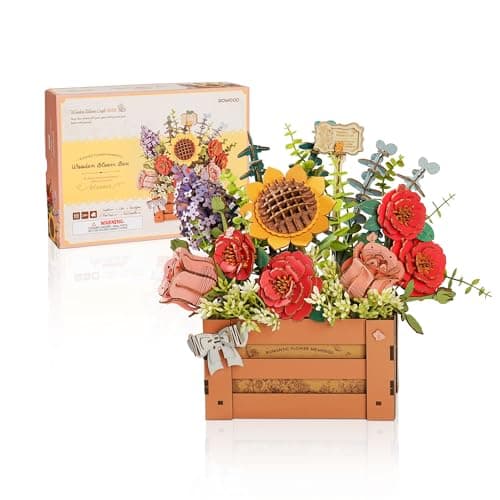 ROWOOD Puzzle 3D Fleurs avec vase, cadeaux de bonsaï DIY, décoration de la maison, kit de modélisation de fleurs artificielles pour adultes et enfants, cadeau idéal pour les femmes et les hommes