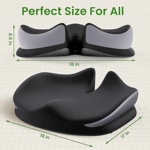 Benazcap Grand Coussin de Siège pour Chaise de Bureau, Siège de Voiture, Mousse à Coussin de Chaise Ergonomique Réduisant la Douleur, Augmente Le Confort D'assise, Favorise la Circulation Sanguine