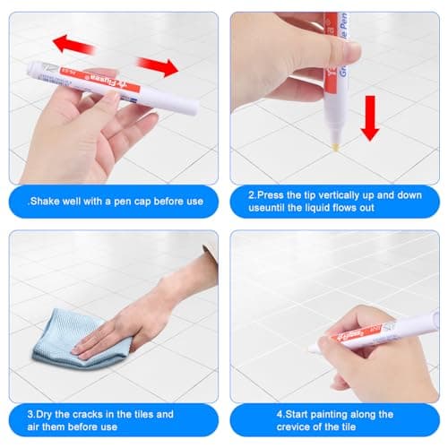 6 Pièces Stylo de Carrelage Blanc, Stylo de Restauration de Coulis, Stylo Joint Carrelage pour Joints de Carrelage de Cuisine et Salle de Bain (Blanc)