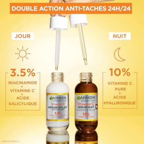 GARNIER Skin Active - Sérum Éclat - Anti-Tache Brunes - Soin Visage Enrichi En Vitamine C, Acide Salicylique &Niacinamide - Tous Types de Peaux - Vegan & Cruelty Free - 30 ml