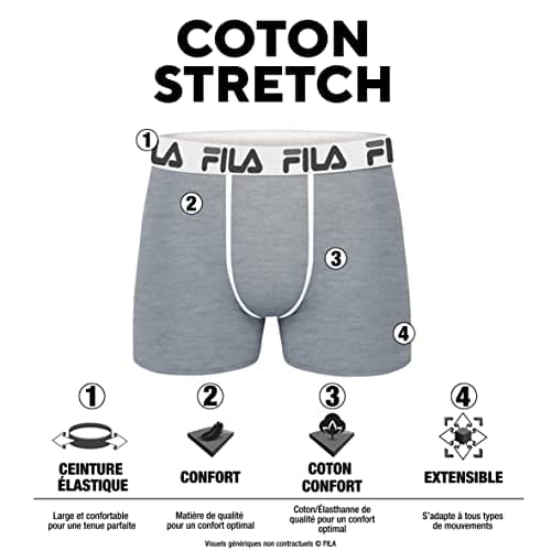 FILA Homme Boxer Fi/1bcx4/Fu5016 Caleçon, Ng, L EU