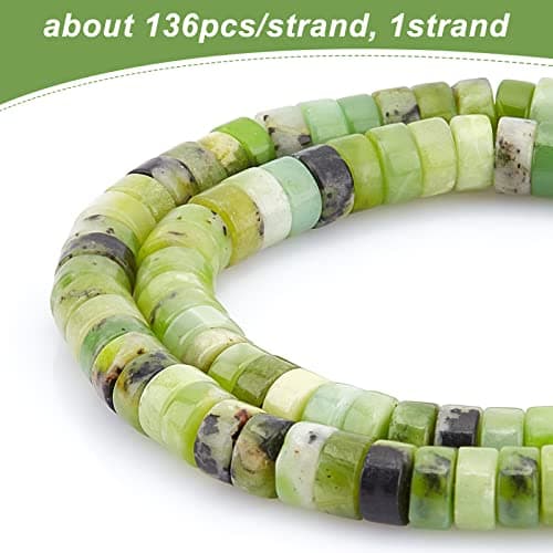 OLYCRAFT 136pcs Perles Serpentine Naturelles 6x3mm Perles Heishi Vertes Perles Serpentine Rondes Plates Perle Pierre Naturelle Perles Pierre D'Énergie pour Bracelet Collier Fabrication de Bijoux