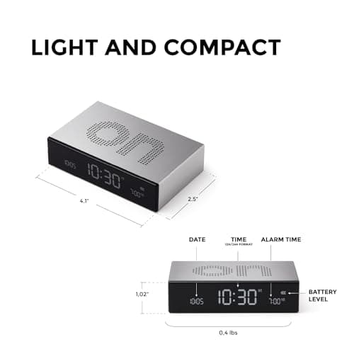 Lexon Flip Premium Réveil réversible et Rechargeable, à écran VA LCD, Faces on/Off, Snooze, Contrôle Tactile, en Aluminium - Bronze