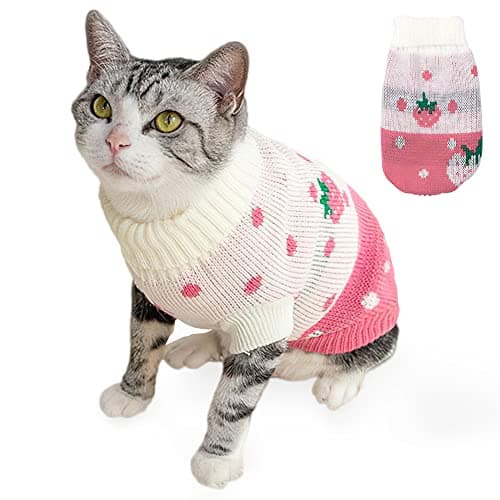 Hillylolly Pull en Tricot pour Chats, Pull pour Animaux, Vêtements de Chat sans Poil, Adorable vêtement pour Chat, Gilet pour Animaux de Compagnie, Pull Chat Tricoté Chaud (M)