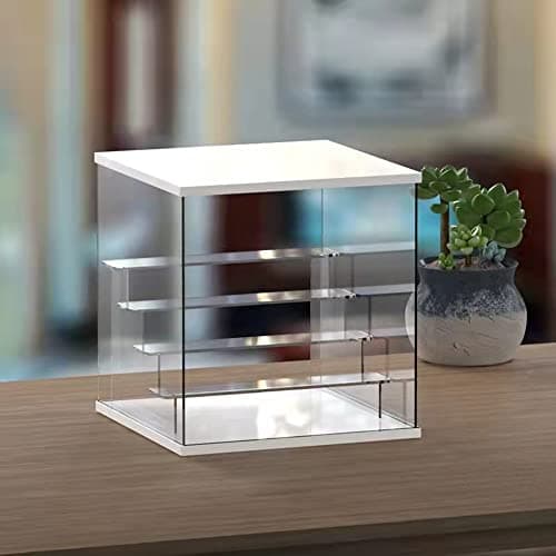 Nynelly 5 Niveaux Vitrine pour Collection Vitrine Acrylique Boîte De Rangement Organisateur Cube, Vitrine Antipoussière pour Funko Pop Figures Jouets De Collection, Blanc, 12.6" L x 11.8" W x 12.8" H