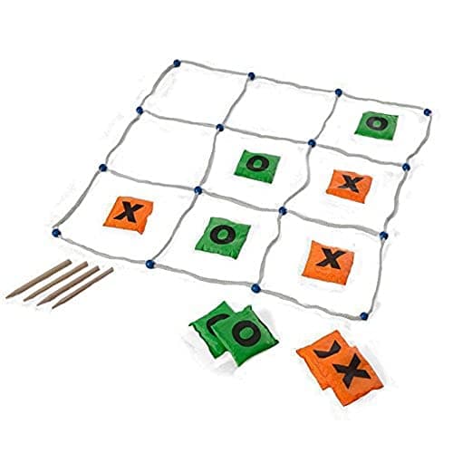 Buitenspeel BS Toys -GA263 -Morphion - Jeux à Lancer pour L' extérieur - Pour Anniversaire D'enfant - Sacs à Lancer Remplis de Sable - 4 Bâtons en Bois - Cadre en Coton -Vert & Orange -70 x 70 cm
