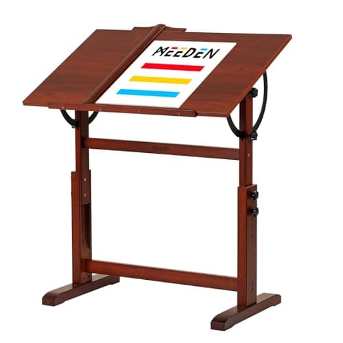 MEEDEN Table à Dessin en Bois: 90 x 60 cm Table de Dessin d'artiste, Table d'art avec Hauteur Réglable, Table de Peinture en Studio, Bureau d'Artisanat pour Adultes pour l'Écriture, Noyer