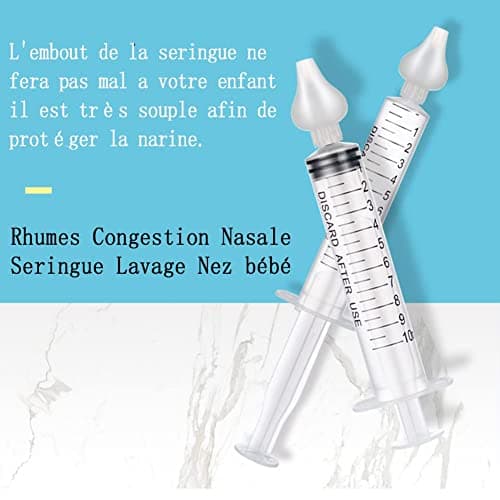 BUGEMO Seringue Nasale Bebe, Mouche Bébé Pour Nettoyer et Soigner La Cavité Nasale Des Enfants, De Haute Qualité, Sûr Et Portable,Réutilisable (2PCS)