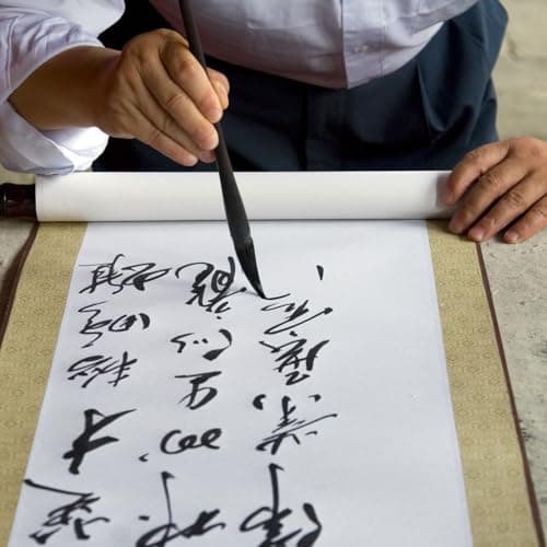 PATIKIL Rouleau de Papier Xuan de 31x12 Pouces, Moitié Soie crue, pure, Pour La Pratique de La Calligraphie Chinoise, Peinture Artistique et Décoration D'Intérieur, Couleur Jaune