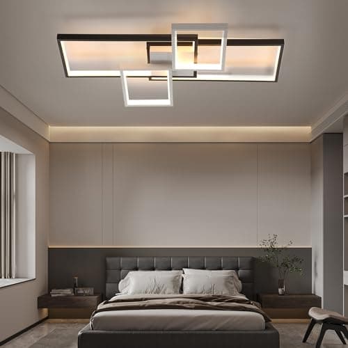 OTREN Plafonnier LED Dimmable, 65CM Luminaire Plafonnier avec Télécommande, 52W Moderne Lampe de Plafond pour Salon, Chambre, Cuisine, Salle à manger, 65x42x8cm