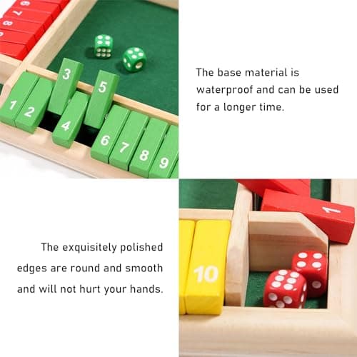 KSBBHDS 1 jeu de jeux dans une boîte fermée, jeux de société en bois, jouets pour 4 joueurs, jeux de chiffres colorés, jeux amusants sur quatre côtés, jeux pour adultes et enfants