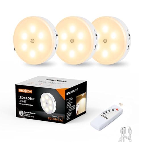 lampe LED Rechargeable USB avec Télécommandes,[Lot de 3]Veilleuse Cuisine Sans Fil Escalier,5 Niveaux de Luminosité, Magnétique,LED Sans Fil pour Cuisine,Couloir,Escalier,Placard,Lumière Chaude