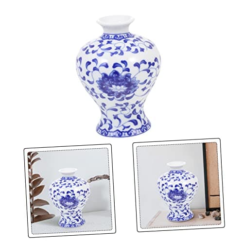 Alipis Vase en Céramique Bleu Et Vase en Céramique De Bureau Vase De Bureau en Céramique Maison Vase en Céramique Vase De Chinois Vase en Céramique Créatif Récipient À Fleurs