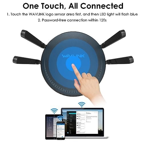 Routeur WiFi 6, WAVLINK Routeur WiFi Bi-bande AX3000 pour Le Jeu à Domicile, Routeur WiFi Puissant avec 4*5dBi High-Gain Antennas, MU-MIMO, OFDMA, Touchlink, Beamforming, WPA3, IPV6, Contrôle Parental
