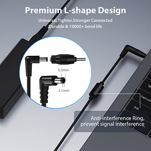 Sunydeal 90W Chargeur universel PC pour Ordinateur Portable HP Stream ASUS Vivobook Lenovo Ideapad Dell Acer Toshiba Sony Fujitsu MSI Samsung JBL 18.5V 19V 19.5V 20V Câble d'alimentation avec 10 Tips