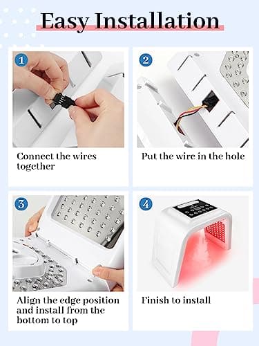 Deciniee Masque LED Visage Luminothérapie: 6 Couleurs Luminothérapie Visage avec Fonction de Pulvérisation - Masque Facial LED Pour Anti-Âge Les Soins de La Peau