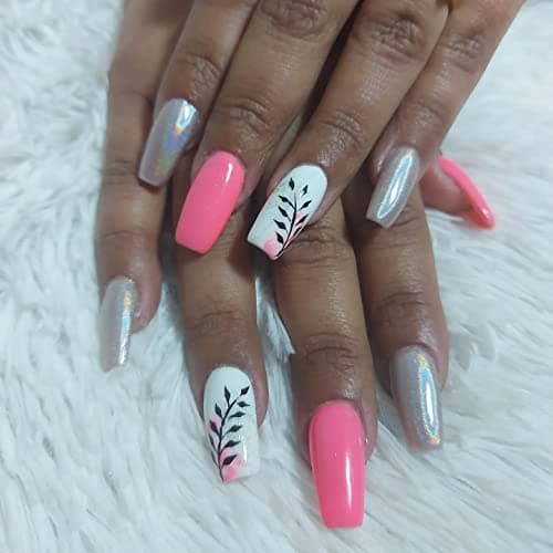 GZMAYUEN Poudre Chrome Ongle Nail Art 6Pcs Miroir Blanc Perle Holo Effet Décoration Design