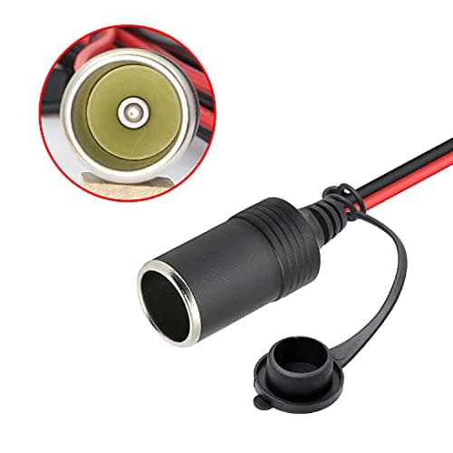 GELRHONR 12V/24V Batterie de Voiture Clip-on vers Prise Allume-Cigare Femelle (avec Capuchons Anti-poussière) Câble d'extension Adaptateur avec fusible 20A, pour onduleur, compresseur-5.9Ft