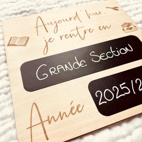 Pancarte/Panneau de rentrée scolaire personnalisée – en Bois et Ardoise pour immortaliser le premier jour d'école – Photo souvenir maternelle et primaire