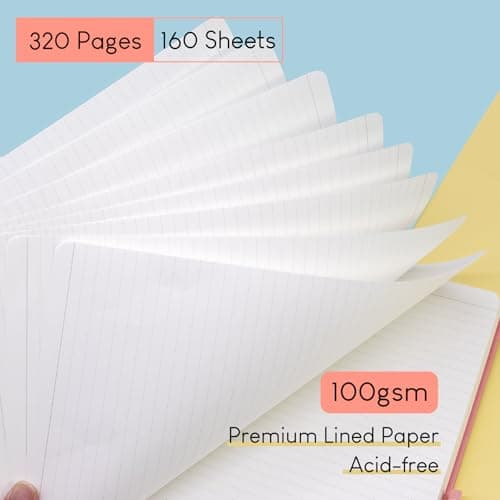 STATIONERY ISLAND Carnet Ligné A4, 320 Pages A4 Carnet de Notes, Couverture Rigide de 100 g/m2 pour Ecrire, Travailler, Etudier, Journal Intime, Myrtille
