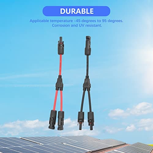 Dongge Connecteur solaire en Y - Adaptateur parallèle - Câble de panneau solaire - Répartiteur photovoltaïque - Prise en charge de 30 A - Câble rouge et noir - 2 jeux