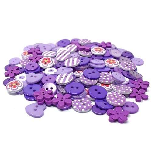 150 boutons violets en résine, bois et acrylique pour décoration