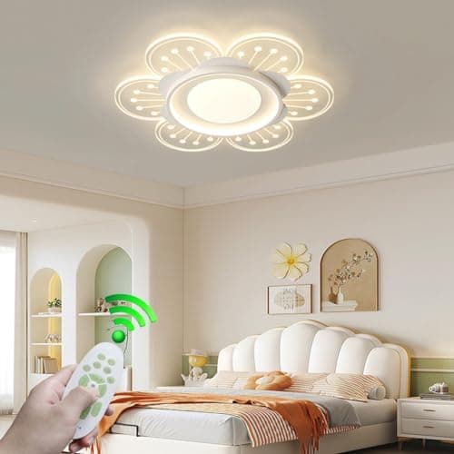 LYSDjia Plafonnier Moderne Dimmable Transparent Acrylique Fleur Design Abat-Jour Lampe de Plafond LED Éclairage pour Enfants avec Télécommande Convient pour Garçons Et Filles Chambre Chambre d'enfant