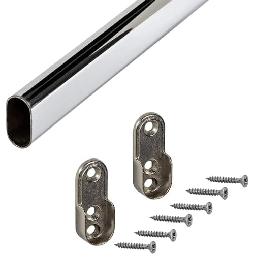 GedoTec® Portemanteaux 1250 mm OVAL Acier acier chromé Tuyau de meubles Tube de penderie 30 x 15 mm incl. 2 Pièce Stock de tube penderie fabriqué en Allemagne