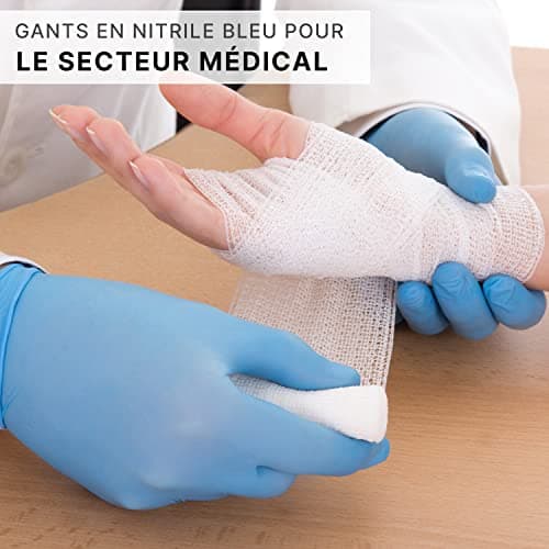 ARNOMED Gants nitrile taille L, gant nitrile bleu, 1000 pièces gants jetable non poudrés & sans latex, gants de cuisine et mecanique jetables, gant en nitrile jetables en XS, S, M, L, XL & XXL