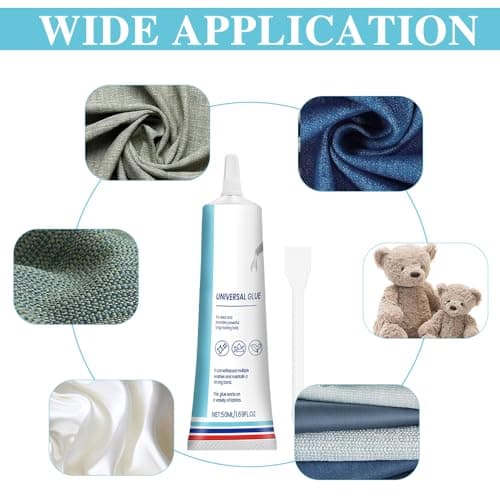 HASAIKA® Colle pour Tissus, Colle à Coudre pour Tissu, Colle Textile Avec embouts de précision pour tissus, vêtements, cuir, strass, patchs, 50 ml