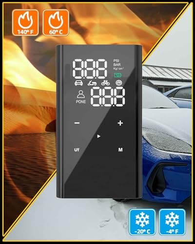 yanace 4X Rapide Compresseur à Air Portatif - Batterie Rechargeable 12000mAh, 150PSI Mini Gonfleur Pneus Voiture sans Fil, Pompe a Velo Electrique pour Auto, SUV, Trotinette, Moto et Football