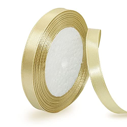 Ruban de satin doré de 10 mm, 22 mètres de ruban de décoration pour mariage, baptême et anniversaire