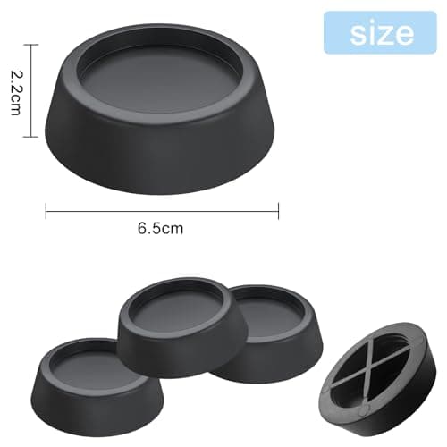 Diompirux 4 Pièces Noir Tapis Anti-vibration pour Machine à Laver, Antibruit Pied Machine a Laver avec Patin Caoutchouc, pour Machines à Laver, Sèche-Linge, Meubles, Patins Anti Vibration Lave Linge
