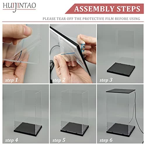 Huijintao Vitrine pour Collection, Boite Acrylique Transparent, Vitrine Voiture Miniature, Vitrine Exposition Vitrine Acrylique pour Figurine, Miniature, avec éclairage LED (25x25x40 cm)