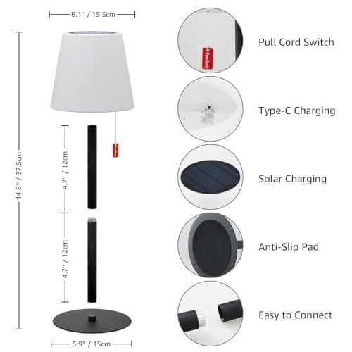 Postlucky Lampe de Table Solaire Exterieur avec Télécommande Lampe de Table Solaire 8 Couleurs Dimmable Rechargeable Lampe de Table Sans Fil pour Jardin Patio Terrasse