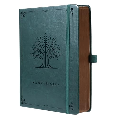 HOMEMARS Cahier A5, Cahier de Note, Notebook, Carnets et Journaux, 320 Pages, 100 GSM, Ligné,Vert, Carnet De Notes De Journal Épaissi,Carnet numéroté, Journaux en cuir épais, conception d’arbre