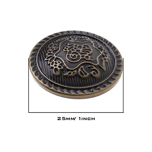 ECSiNG 12pcs Gravé Boutons Bronze Antique avec Tige Ronde Couture Boutons Décoration pour Vêtement DIY Artisanat Manteaux Veste Coupe-Vent Pantalon 25mm
