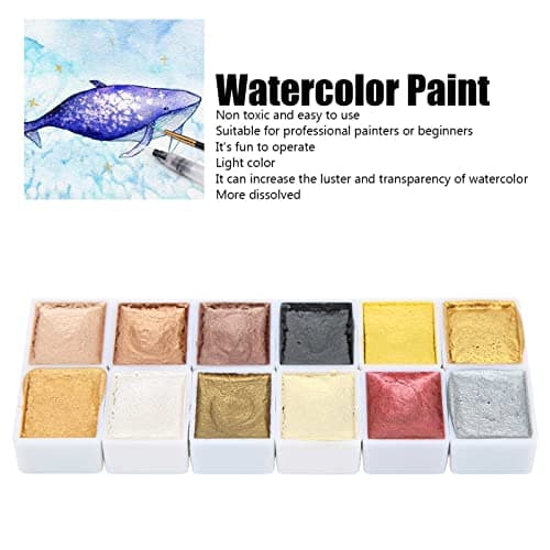 Qcwwy Peinture à L'aquarelle, Pigments éclaircissants Métalliques à Haute Brillance Peinture D'art Sous-pack Solide Peinture à L'aquarelle Nacrée Peinture à L'aquarelle Japonaise Manucure Smudge