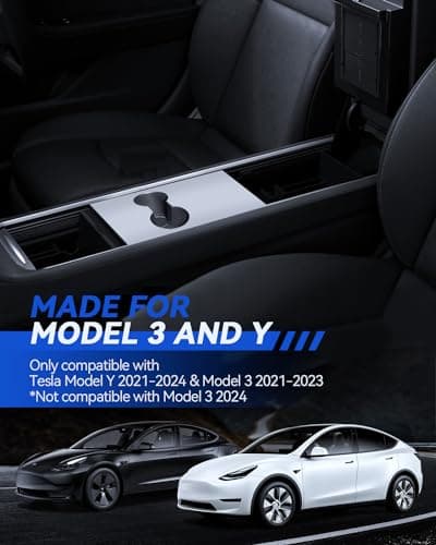LANTU 3 Pcs Accessoires pour Tesla Model Y 2021-2024 et Model 3 2021-2023, Organisateur de Console Centrale, Boîte de Rangement pour Accoudoir et Boîte de Rangement Cachée