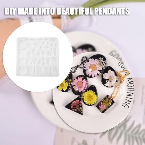 duisoad 61 Pièces Moules en Silicone pour Bijoux Pendentif Géométrie Moule Moulle Resine Epoxy Pendentif DIY pour Pendentifs, Colliers, L'artisanat