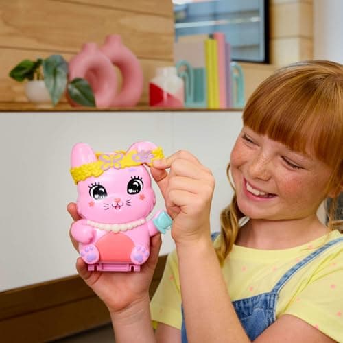 Polly Pocket Coffret Jardin Lapin Jouet de voyage avec 1 mini-figurine, lapins, nourriture et accessoires de mode, JCR40
