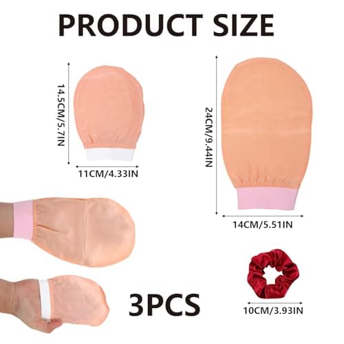 SRLWMYI 3 en 1Gants Exfoliants en Soie pour Visage & Corps Chouchou Satin Coffret Corps & Visage Favorise le Renouvellement Cellulaire et Enlève les Peaux Mortes Sans Savon.