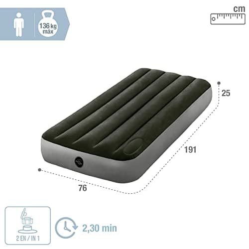 Intex matelas gonflable downy - 1 pers + gonfleur a pied intégré