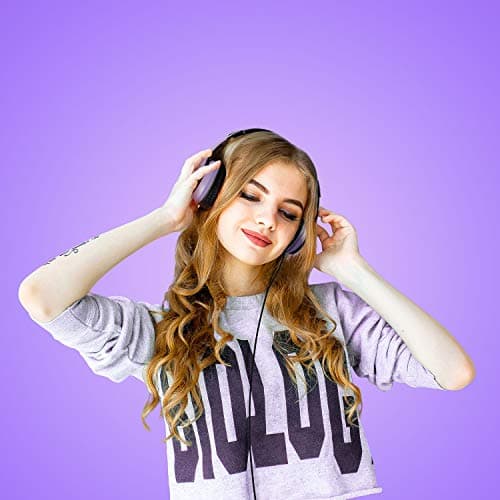 LORELEI X6 Casque supra-auriculaire filaire avec microphone, léger, pliable et portable avec basses stéréo sans nœuds de 1,45 m pour smartphone, tablette, MP3/4 (violet/noir)