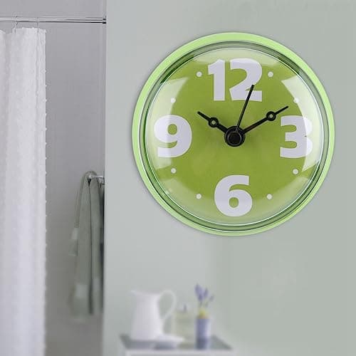 Jeanoko Horloge de Salle de Bain Ventouse Horloge Murale étanche Bain Douche Horloge Horloge Murale pour Fenêtre Miroir (Vert)