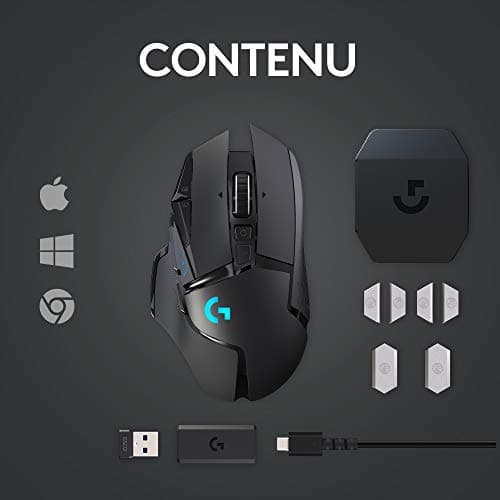 Logitech G502 LIGHTSPEED Souris sans Fil, Capteur Gaming HERO 25K, 25 600 PPP, RGB, Ultra-Léger, 11 Boutons Programmables, Batterie Longue Durée, POWERPLAY-compatible, PC, EU Packaging - Noire